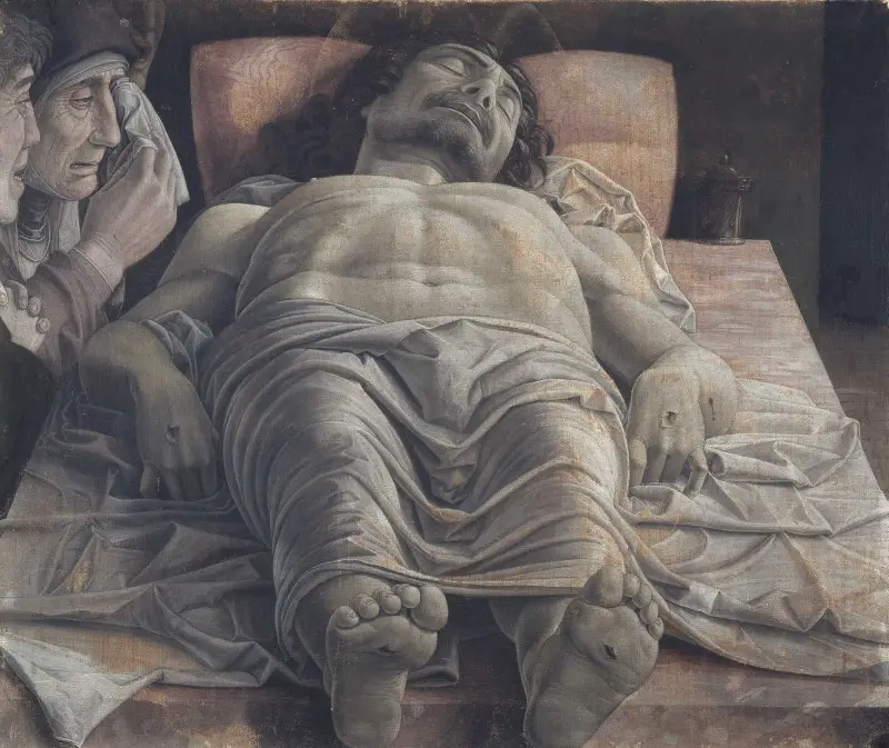 Die Beweinung des toten Christus (Tempera auf Leinwand) von Andrea Mantegna